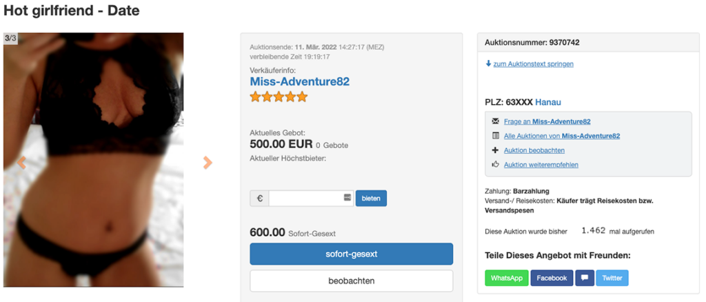 Sex ersteigern bei Erotik Auktion auf gesext.de