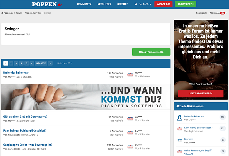 poppen.de Sympathisches und direktes Swinger Forum