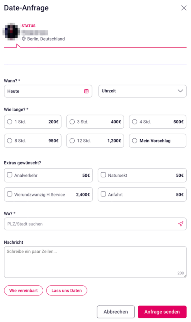 Kaufmich Date Anfrage